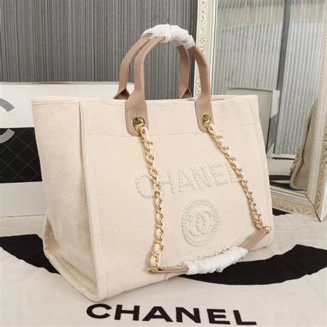 chanel canvas pearl deauville tote replica